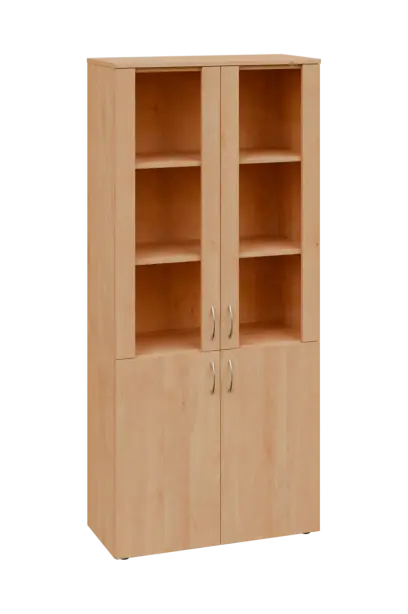 CLE 5 - 8VS skříň léková, 4-dveřová, sklo čiré v liště, výsuvná deska, 2x zámek, 1800x800x400, javor horský